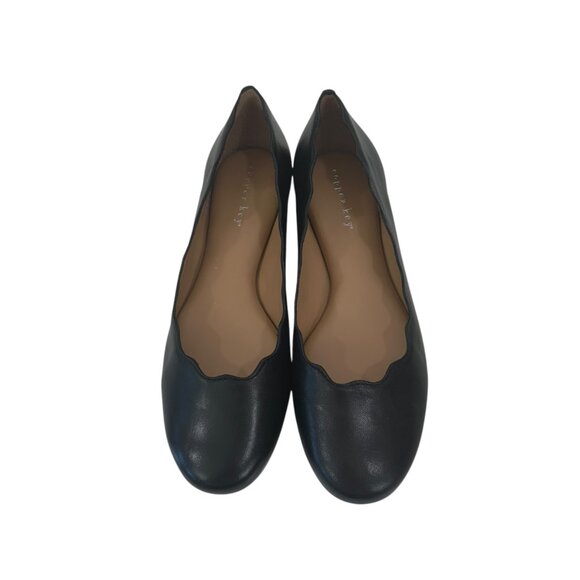 Copper Key Womens Black Leather Scalloped Ballet Flats Size 7.5 - Picture 2 of 11